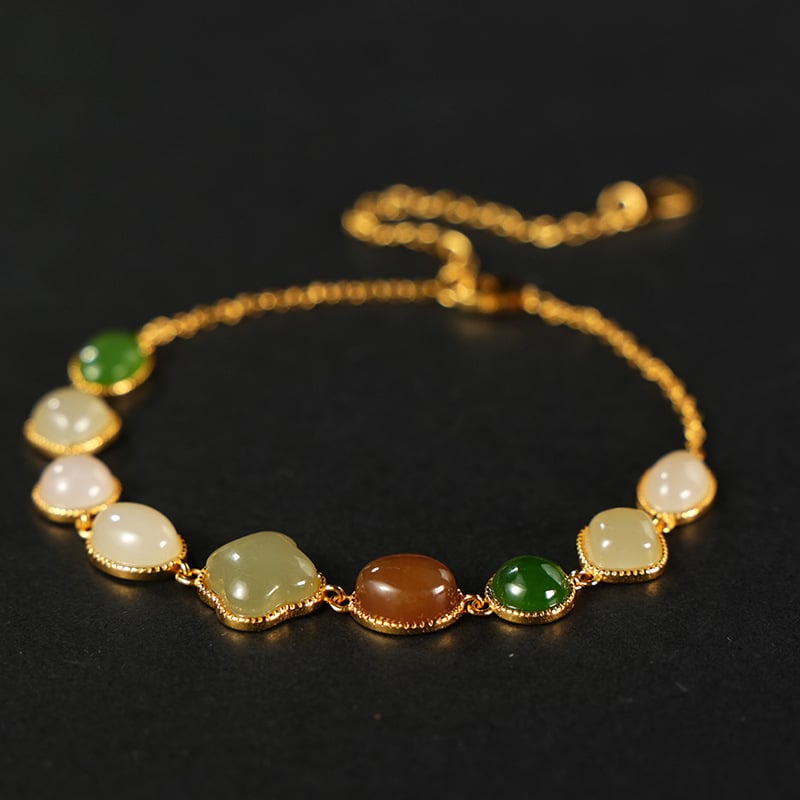 rokassprādze ar Hetian jade un S925 sudraba, rokdarbs, universāls ģeometrisks dizains, ķīniešu stils