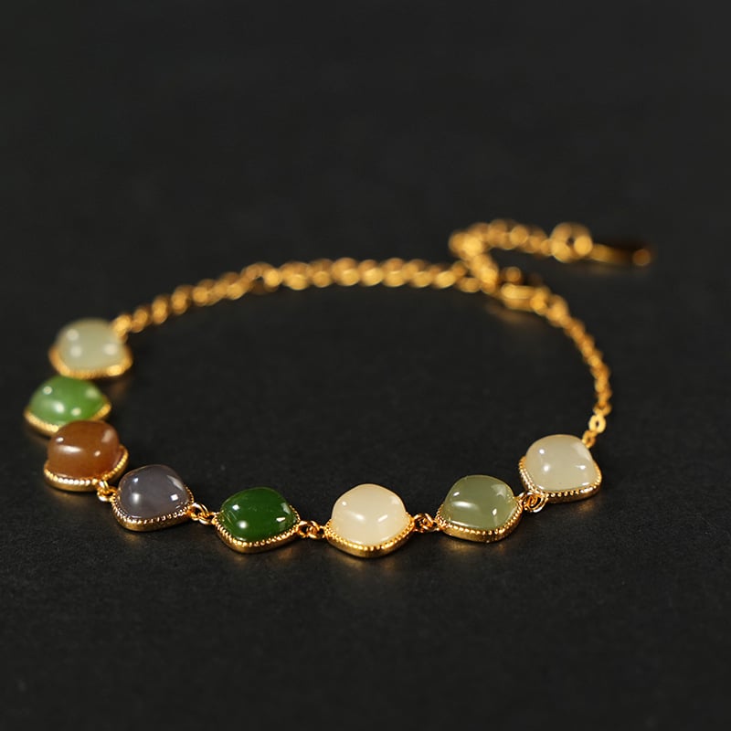 rokassprādze ar Hetian jade un S925 sudraba, rokdarbs, universāls ģeometrisks dizains, ķīniešu stils