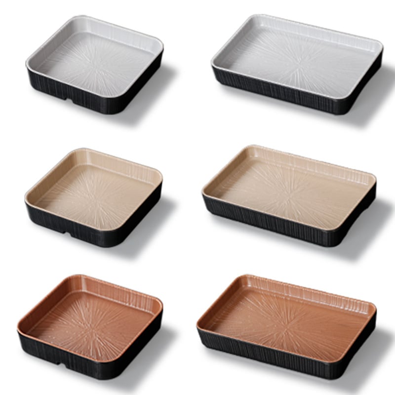 Ristkülikukujuline melamiinist taldrik, portselaniimitatsioon, ühtlane värv, glasuurviimistlus, mikrolainahjuga ei sobi