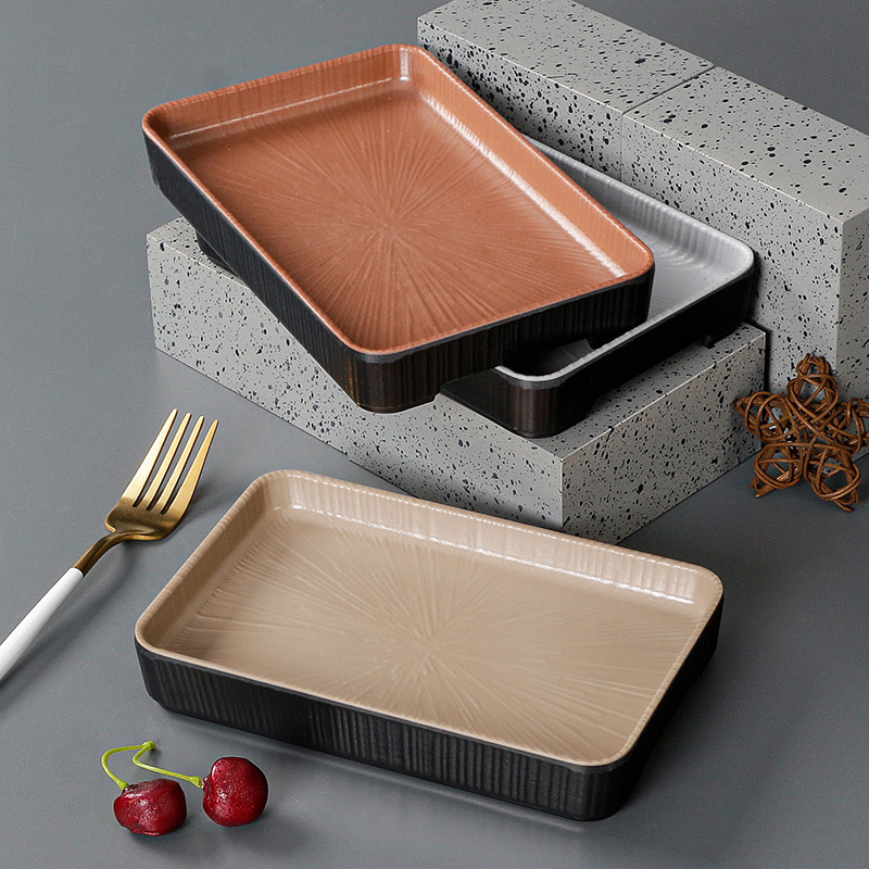 Ristkülikukujuline melamiinist taldrik, portselaniimitatsioon, ühtlane värv, glasuurviimistlus, mikrolainahjuga ei sobi