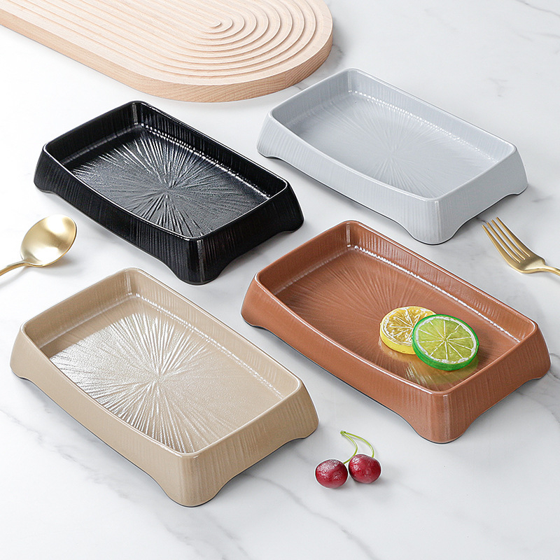 Ristkülikukujuline melamiinist taldrik, portselaniimitatsioon, ühtlane värv, glasuurviimistlus, mikrolainahjuga ei sobi