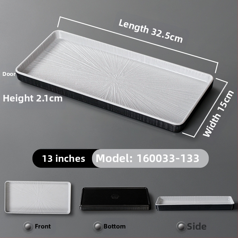 Ristkülikukujuline melamiinist taldrik, portselaniimitatsioon, ühtlane värv, glasuurviimistlus, mikrolainahjuga ei sobi