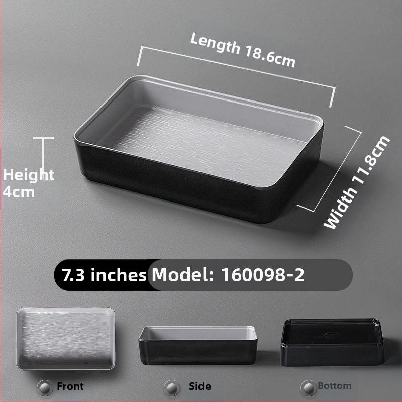 Ristkülikukujuline melamiinist taldrik, portselaniimitatsioon, ühtlane värv, glasuurviimistlus, mikrolainahjuga ei sobi