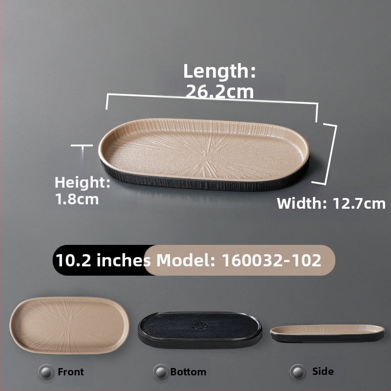 Ristkülikukujuline melamiinist taldrik, portselaniimitatsioon, ühtlane värv, glasuurviimistlus, mikrolainahjuga ei sobi