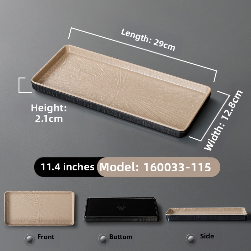 Ristkülikukujuline melamiinist taldrik, portselaniimitatsioon, ühtlane värv, glasuurviimistlus, mikrolainahjuga ei sobi