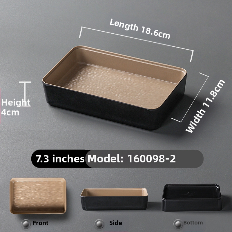 Ristkülikukujuline melamiinist taldrik, portselaniimitatsioon, ühtlane värv, glasuurviimistlus, mikrolainahjuga ei sobi