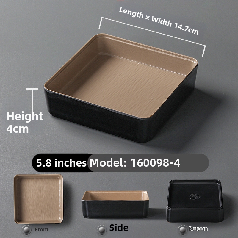 Ristkülikukujuline melamiinist taldrik, portselaniimitatsioon, ühtlane värv, glasuurviimistlus, mikrolainahjuga ei sobi