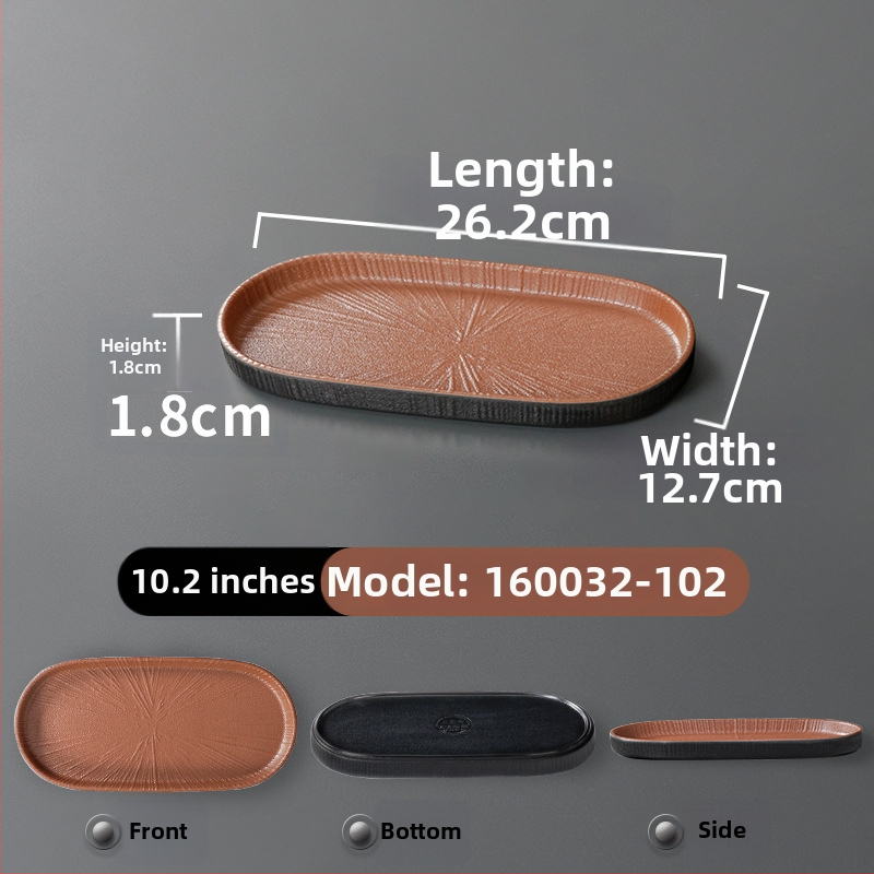 Ristkülikukujuline melamiinist taldrik, portselaniimitatsioon, ühtlane värv, glasuurviimistlus, mikrolainahjuga ei sobi