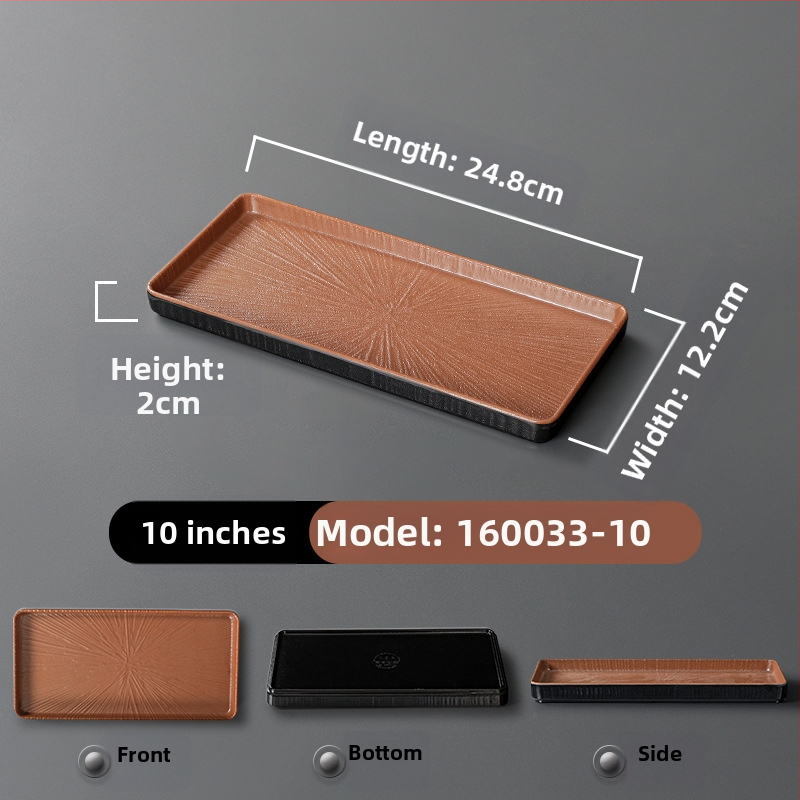 Ristkülikukujuline melamiinist taldrik, portselaniimitatsioon, ühtlane värv, glasuurviimistlus, mikrolainahjuga ei sobi