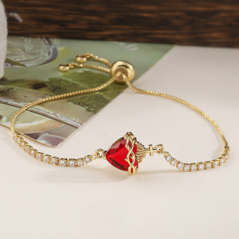 Sieviešu vara rokassprādze ar 18K zelta pārklājumu, cirkoni, sirds formas ģeometrisks dizains, mikro uzstādīšana