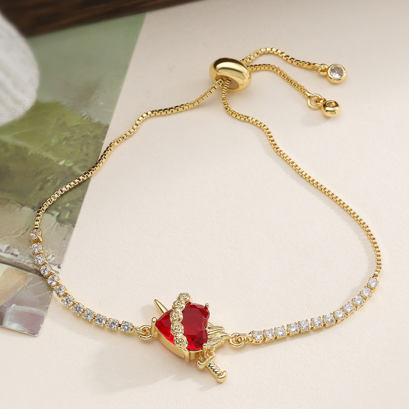 Sieviešu vara rokassprādze ar 18K zelta pārklājumu, cirkoni, sirds formas ģeometrisks dizains, mikro uzstādīšana