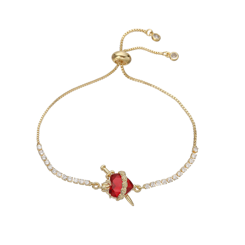 Sieviešu vara rokassprādze ar 18K zelta pārklājumu, cirkoni, sirds formas ģeometrisks dizains, mikro uzstādīšana