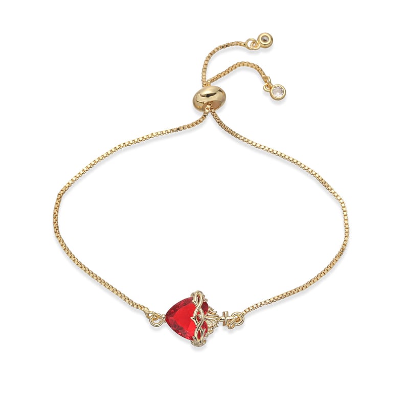 Sieviešu vara rokassprādze ar 18K zelta pārklājumu, cirkoni, sirds formas ģeometrisks dizains, mikro uzstādīšana