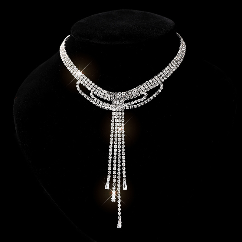 Set naušnica i ogrlica sa rhinestones, ogrlica s leptir-priveskom, lanac u obliku O, ženski modni nakit; oblike privjeska: srce, kapljica, zvončić