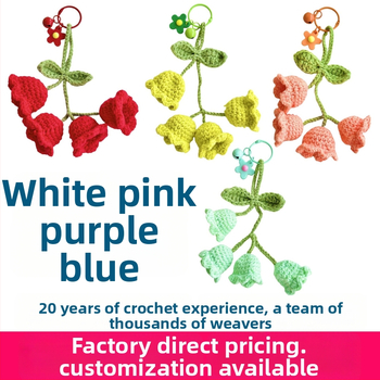 Keturi Lily of the Valley pakabukai, megzti vilnai, rankų darbo, automobilių pakabukai, didmeninis pakavimas, Korėjos stilius