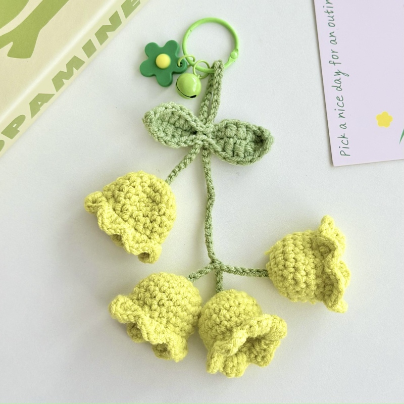 Keturi Lily of the Valley pakabukai, megzti vilnai, rankų darbo, automobilių pakabukai, didmeninis pakavimas, Korėjos stilius