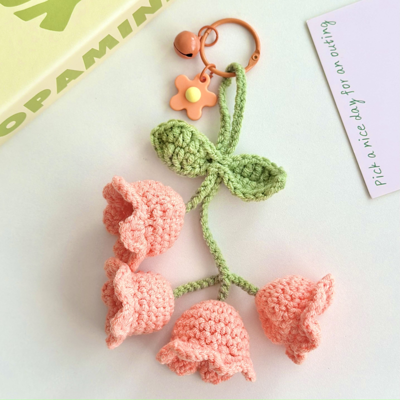 Keturi Lily of the Valley pakabukai, megzti vilnai, rankų darbo, automobilių pakabukai, didmeninis pakavimas, Korėjos stilius