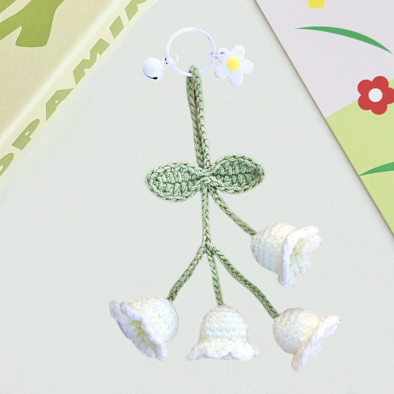 Keturi Lily of the Valley pakabukai, megzti vilnai, rankų darbo, automobilių pakabukai, didmeninis pakavimas, Korėjos stilius