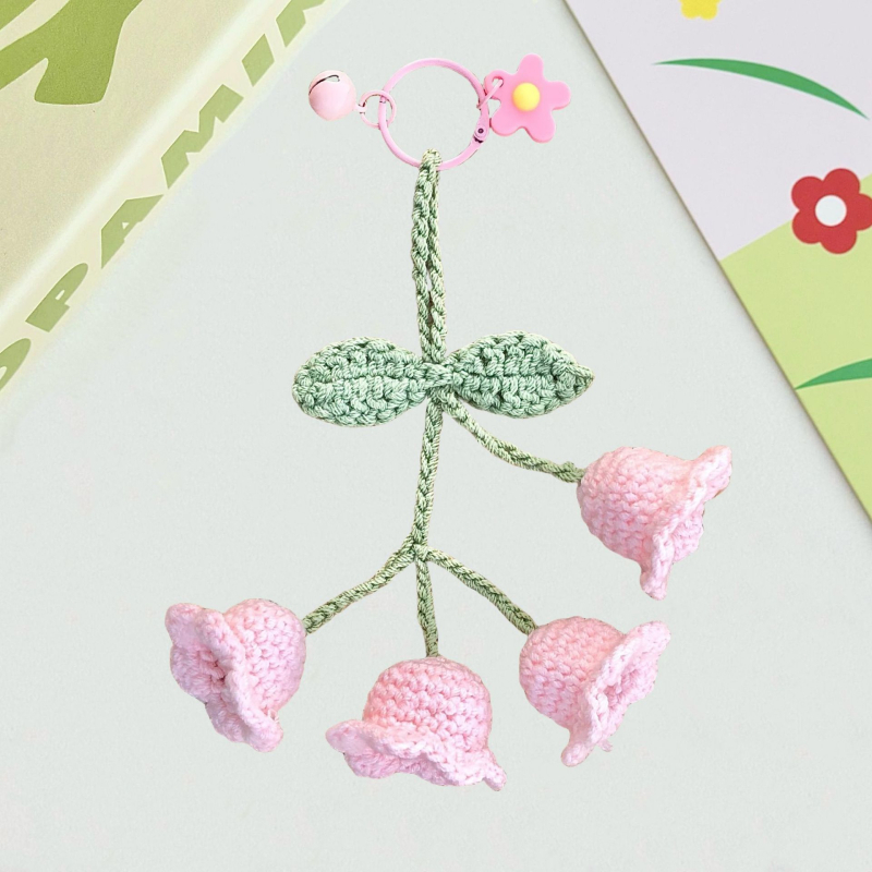 Keturi Lily of the Valley pakabukai, megzti vilnai, rankų darbo, automobilių pakabukai, didmeninis pakavimas, Korėjos stilius