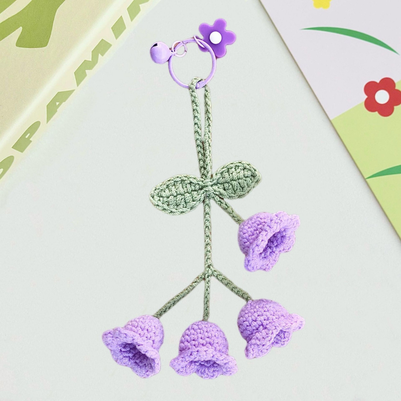 Keturi Lily of the Valley pakabukai, megzti vilnai, rankų darbo, automobilių pakabukai, didmeninis pakavimas, Korėjos stilius