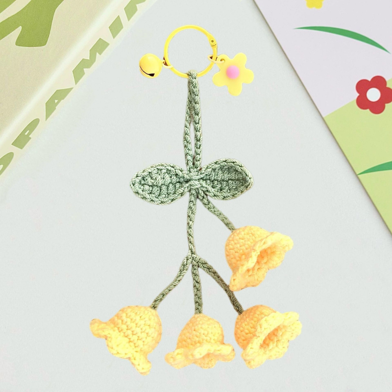 Keturi Lily of the Valley pakabukai, megzti vilnai, rankų darbo, automobilių pakabukai, didmeninis pakavimas, Korėjos stilius