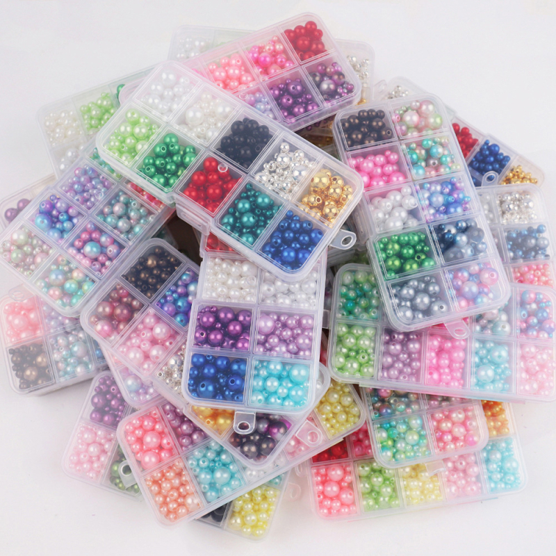 Okrugle plastične perle s imitacijom bisera za DIY nakit – rupe za navlačenje, dodaci za kosu i privjesci, u kutiji