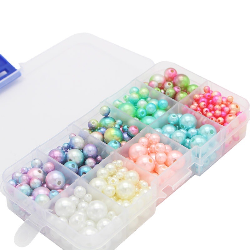 Okrugle plastične perle s imitacijom bisera za DIY nakit – rupe za navlačenje, dodaci za kosu i privjesci, u kutiji