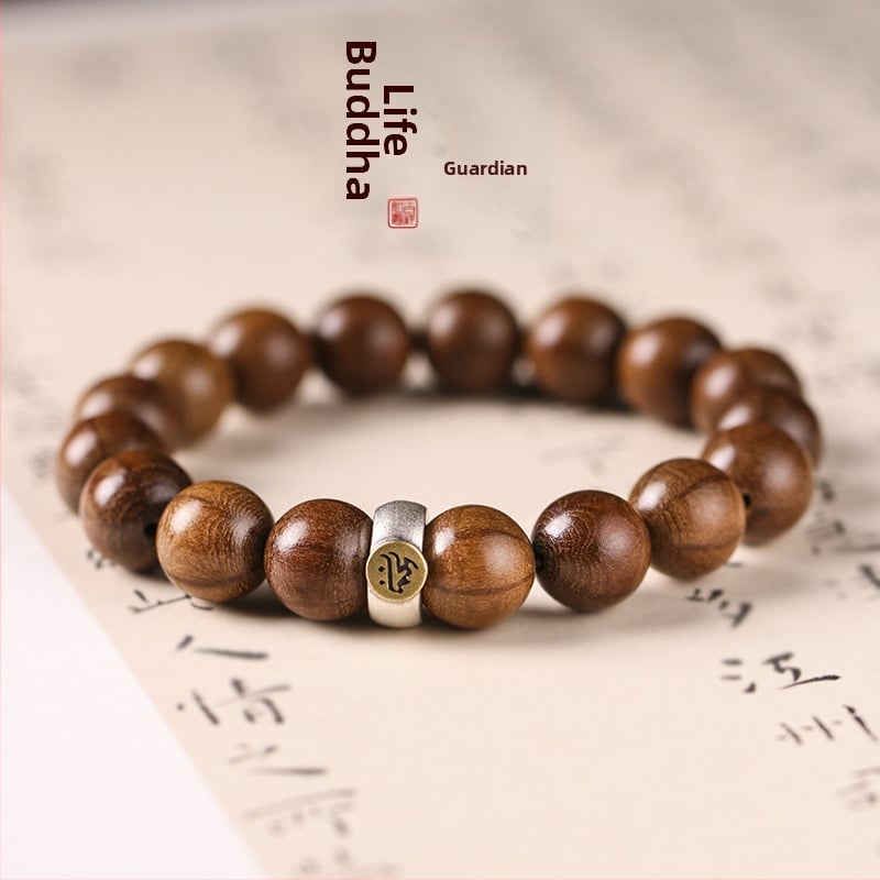 Puidust roosari käevõru 12 sodiaaki märgiga ja kaitsva Budaga, Wu-tai mäe inspiratsioon, ühekordne rõngas, uniseks