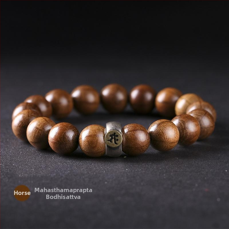 Puidust roosari käevõru 12 sodiaaki märgiga ja kaitsva Budaga, Wu-tai mäe inspiratsioon, ühekordne rõngas, uniseks