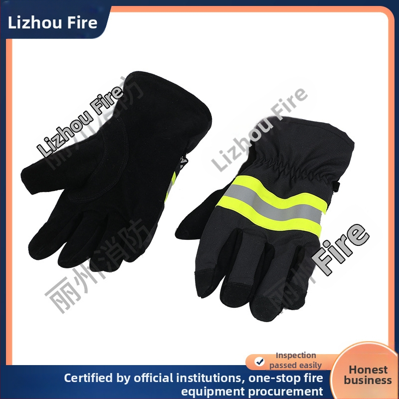 Ugunsdzēsēju cimdi no aramīda, liesmu izturība, augstas temperatūras aizsardzība glābšanas darbos