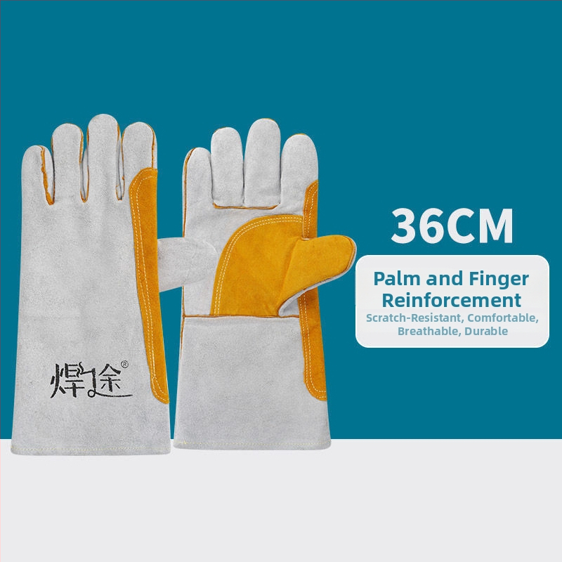 Ilgas liellopa ādas aizsargcimdi pret suņu kodieniem un kaķu skrāpējumiem, pastiprinātas konstrukcijas treniņam