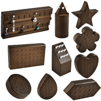 Puidust juveelide display statiiv, üks kiht, kõrgekvaliteediline stiil, puuritud konstruktsioon