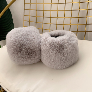 Пухен маншет за китка с изкуствена козина лисица и заек, полиестер, декоративен моден аксесоар за есен