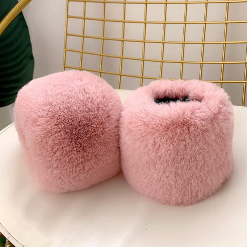 Пухен маншет за китка с изкуствена козина лисица и заек, полиестер, декоративен моден аксесоар за есен