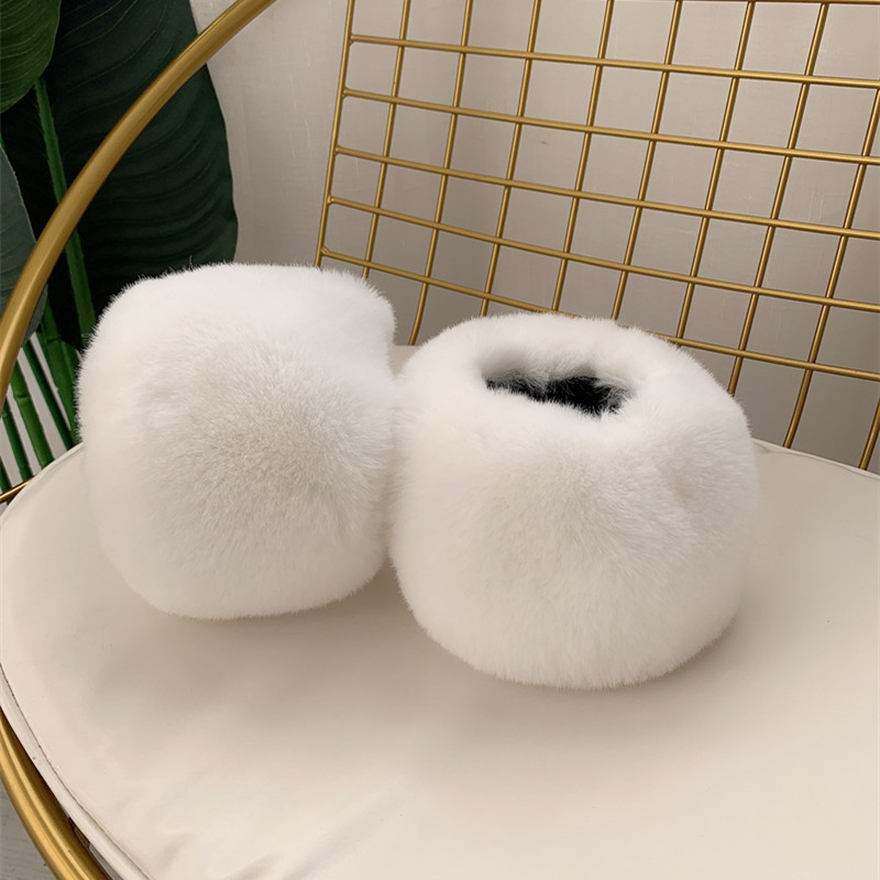 Пухен маншет за китка с изкуствена козина лисица и заек, полиестер, декоративен моден аксесоар за есен