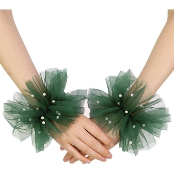 Kāzu cimdi bez pirkstiem, īsi, mežģīnēti, saglabā siltumu pavasarī.