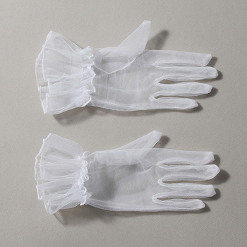 Līgavām cimdi ar tīkla mežģīni, elegants vecmodīgs princeses stils, poliesters