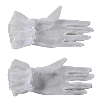 Līgavām cimdi ar tīkla mežģīni, elegants vecmodīgs princeses stils, poliesters