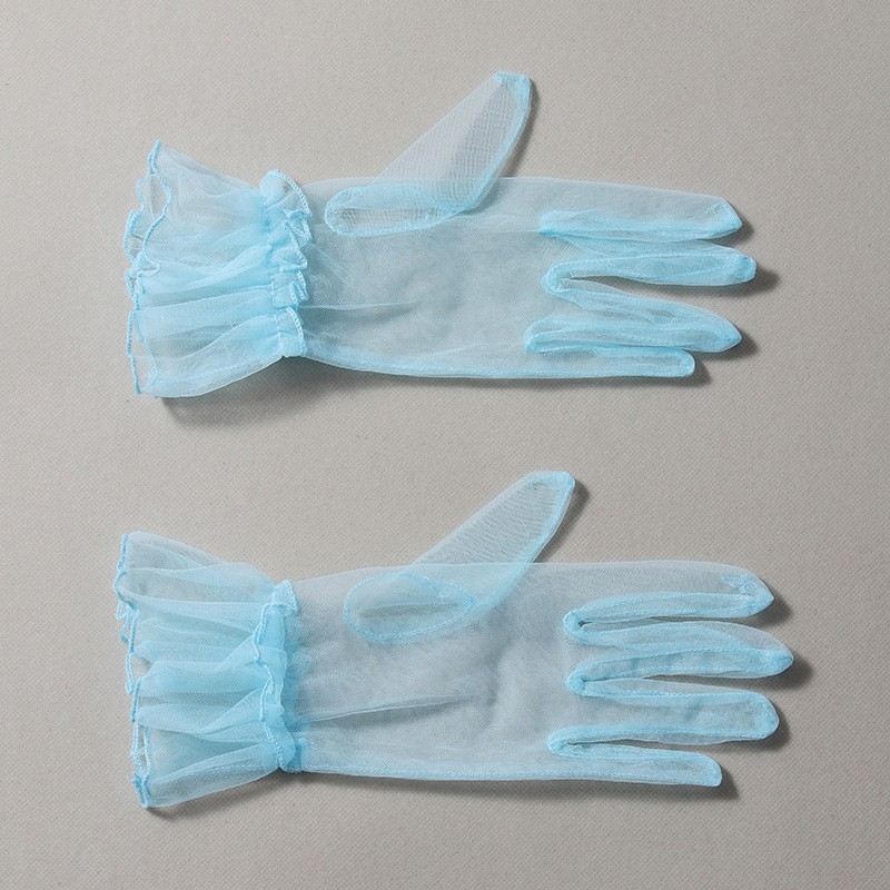 Līgavām cimdi ar tīkla mežģīni, elegants vecmodīgs princeses stils, poliesters