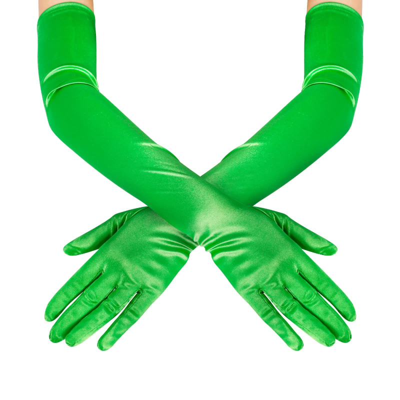 Moteriškos satino pirštinės, ilgos iki alkūnės, dekoratyvinės vestuvėms ir vakarinėms šventėms — 2025 m. vasaros pristatymas