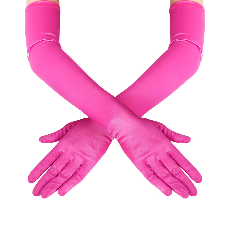 Moteriškos satino pirštinės, ilgos iki alkūnės, dekoratyvinės vestuvėms ir vakarinėms šventėms — 2025 m. vasaros pristatymas