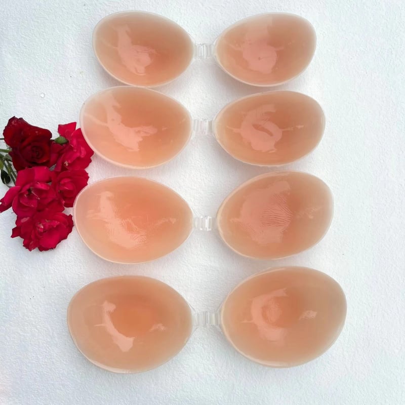 Neredzamais silikona krūšu spilventiņš kāzu kleitai, bez plecu siksnām, priekšējā aizdare, plānas veidotas krūšu kausi