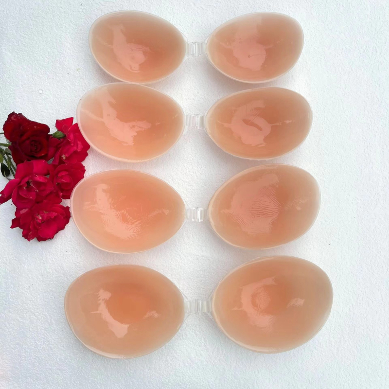 Neredzamais silikona krūšu spilventiņš kāzu kleitai, bez plecu siksnām, priekšējā aizdare, plānas veidotas krūšu kausi