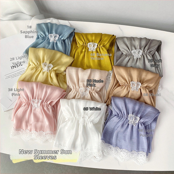 Слънцезащитни ръкавели за жени, дишащи от полиестер и шифон, дантелена украса с пеперуда, за каране на велосипед на открито