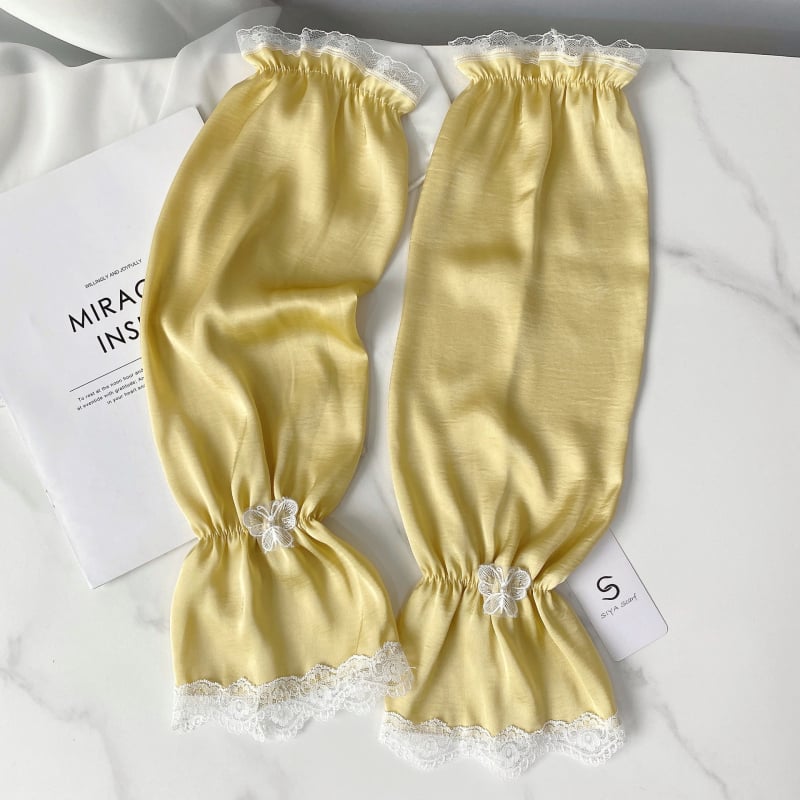 Слънцезащитни ръкавели за жени, дишащи от полиестер и шифон, дантелена украса с пеперуда, за каране на велосипед на открито