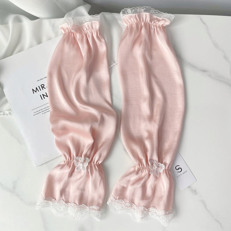 Слънцезащитни ръкавели за жени, дишащи от полиестер и шифон, дантелена украса с пеперуда, за каране на велосипед на открито