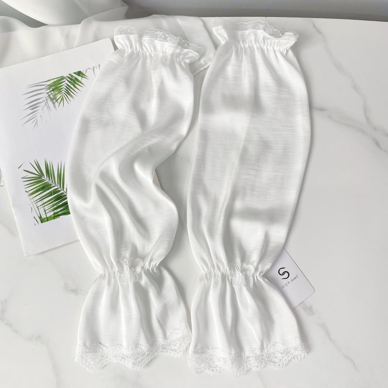 Слънцезащитни ръкавели за жени, дишащи от полиестер и шифон, дантелена украса с пеперуда, за каране на велосипед на открито