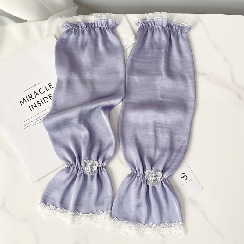 Слънцезащитни ръкавели за жени, дишащи от полиестер и шифон, дантелена украса с пеперуда, за каране на велосипед на открито