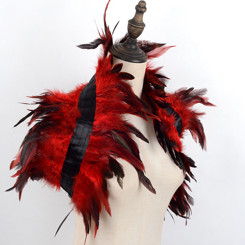 Uniszex tollas sál - Vintage stílus, Monokróm minta, Egyszerű szövés, Hosszított alak