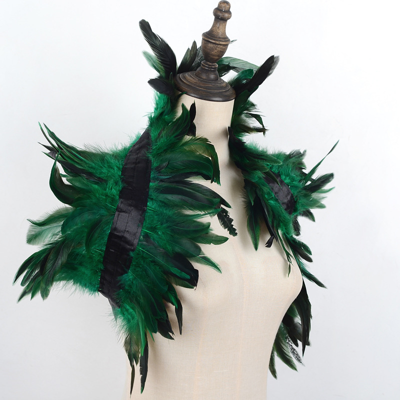 Uniszex tollas sál - Vintage stílus, Monokróm minta, Egyszerű szövés, Hosszított alak